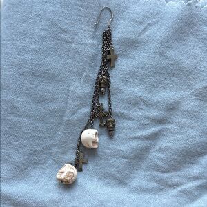 Skull and Cross Charm Dangle Earring